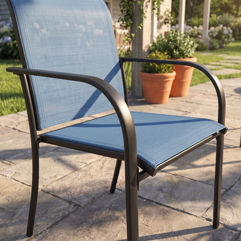 Chaise de salle à manger Rikelme, Bleu / Noir, 4