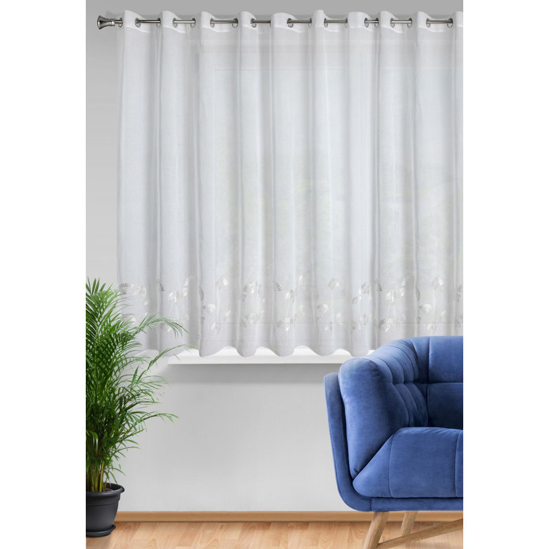 Sugarbush Eyelet Sheer Curtain, White/Silver, 150cm H x 300cm W