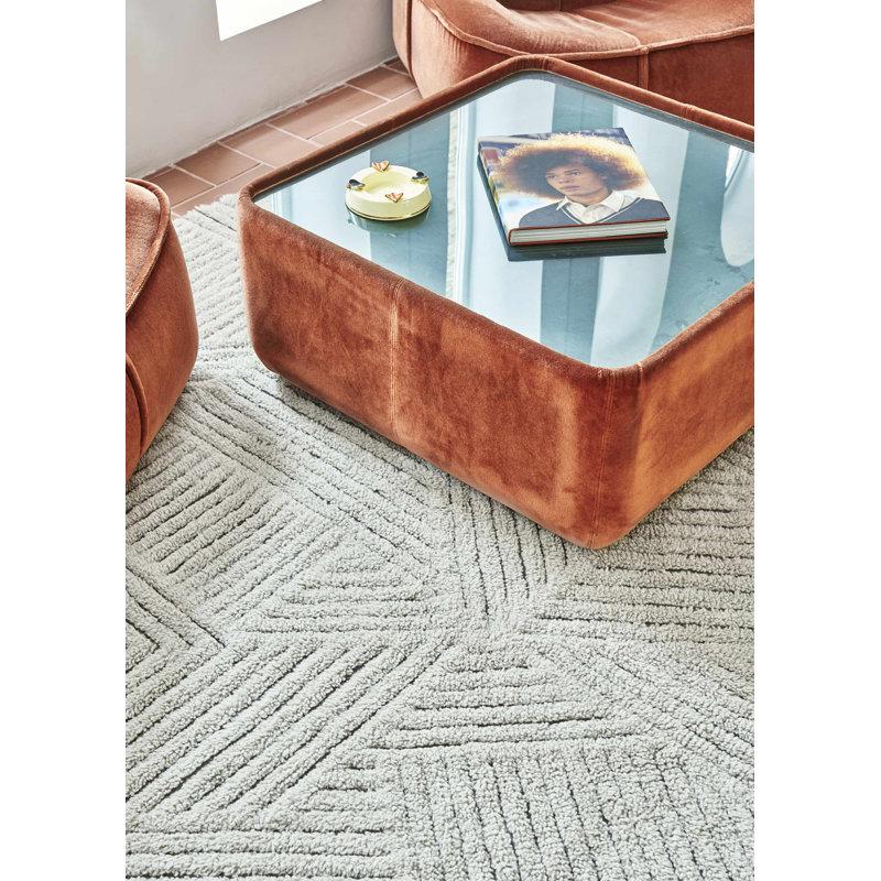 Fields Hand Tufted Wool Geometric Area Rug in Natural/Linen
