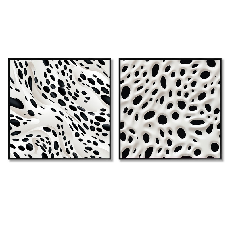 Cobee - Ensemble de 2 collages carrés abstraits, Cadre flottant noir, H 36 po x l 73 po
