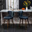 2 tabourets de comptoir modernes Mid-Century, bleu - similicuir avec garniture cloutée originale