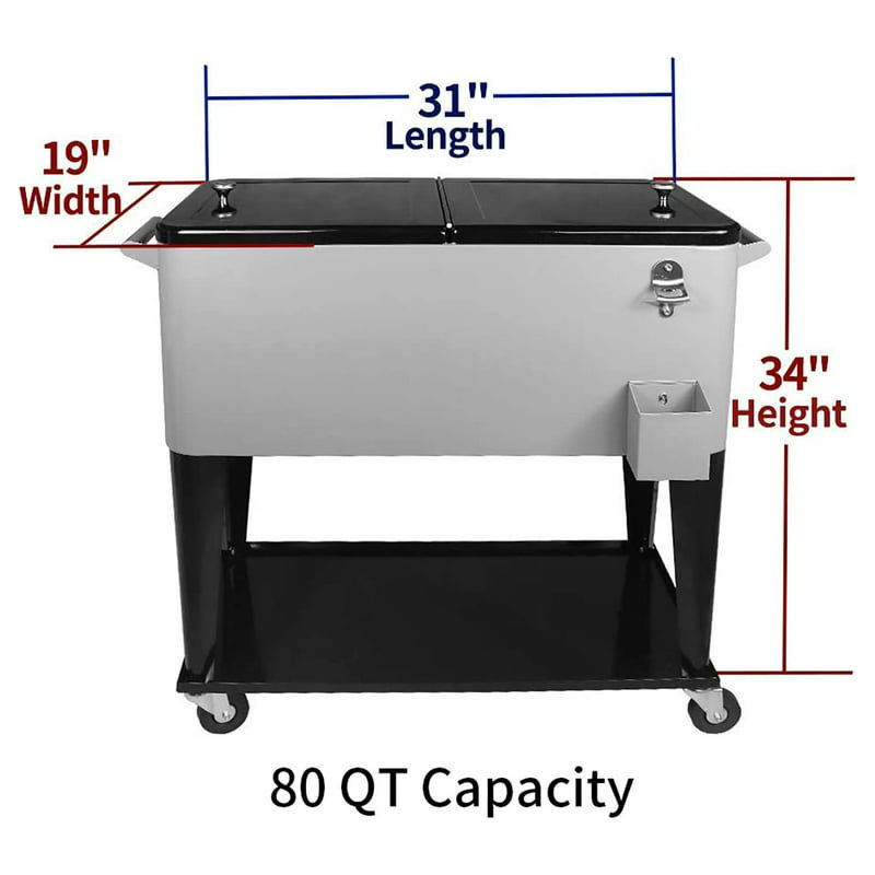 MeetingHome 80 Quarts Ice Chest with wheels, Silver