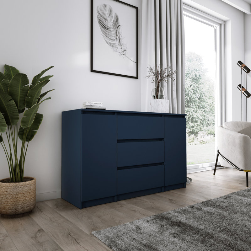 Airius 120cm W 3 - Drawer Chest of Drawers, Navy