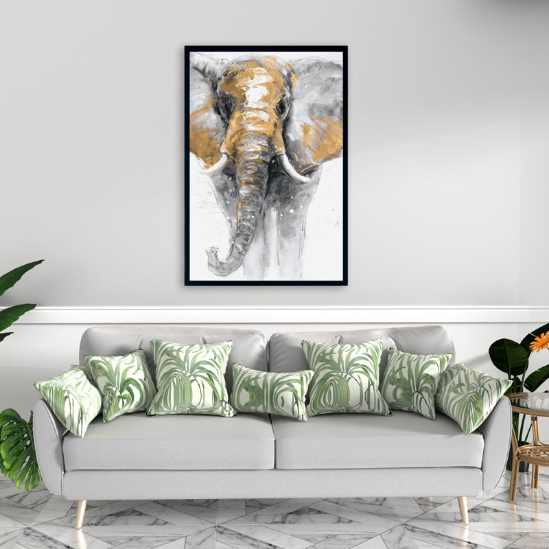 Impression d'éléphant doré sur toile