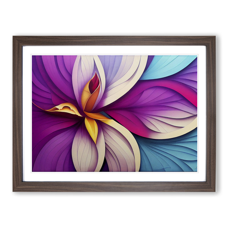 Otherworldly Flower Vol.1 Abstract 1 Piece Single Picture Frame Wall Art, 46cm H x 64cm W x 2cm D, Walnut
