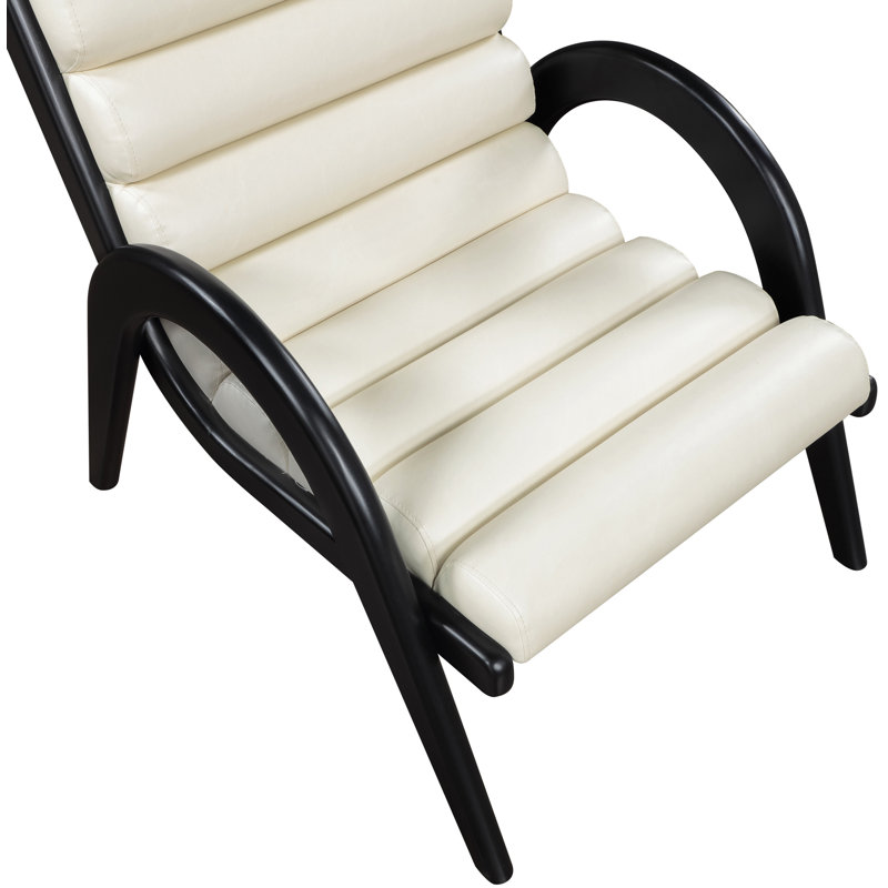 Fauteuil d'appoint en cuir Randal, Noir, noir, noir, noir, Cuir crème végétalien