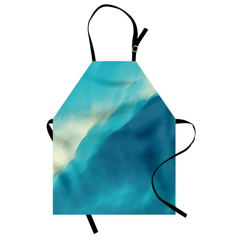 Tablier East Urban Home Modern unisexe, Art Cloud Wave, taille adulte, bleu et blanc