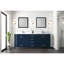 80 po L x P 22 po. Meuble-lavabo bleu marine - bois massif, contreplaqué E0, fermeture douce, 6 tiroirs, 2 armoires et tablette ouverte-1782814646