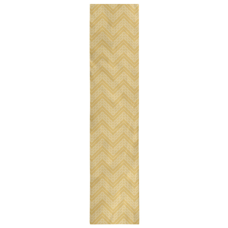 Stephenie Classic Hand Drawn Chevron Table Runner, 16" x 90", Light Yellow