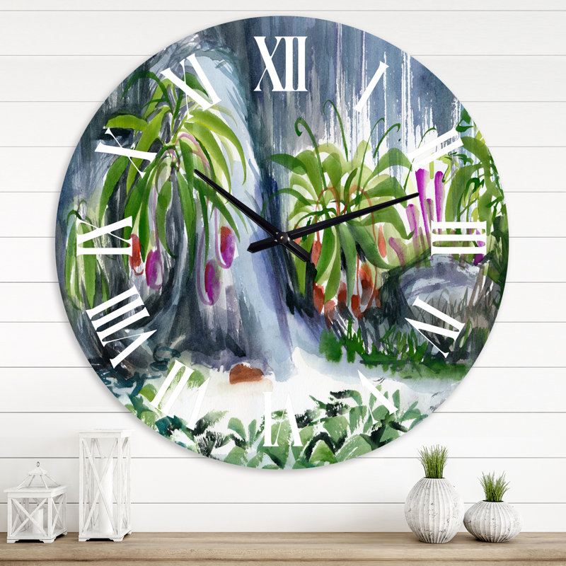 Tropical Plants Oasis - Horloge murale de ferme, Grand