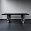 Table de salle à manger rectangulaire noire en bois massif et en pierre frittée-110480161