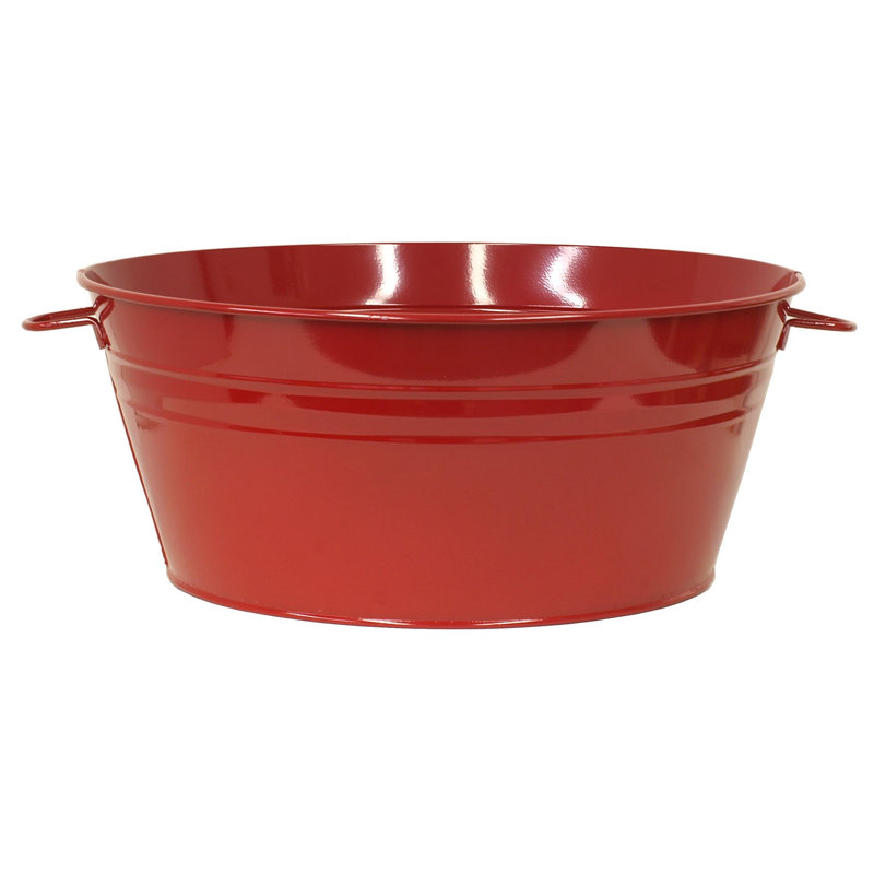 Bac à fleurs en acier émaillé galvanisé., Rouge, H 8 po x l 19 po x P 19 po