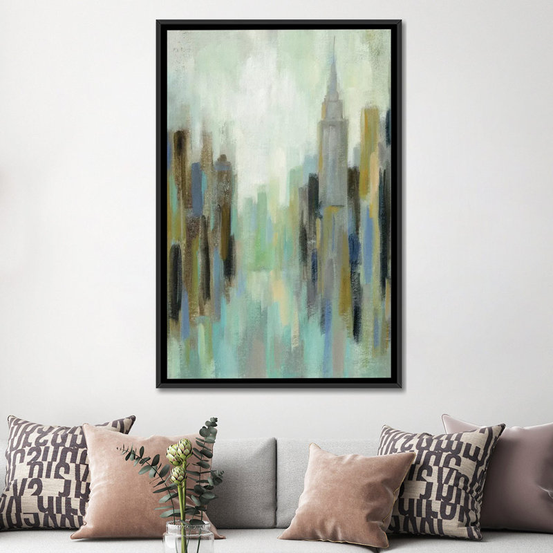 «New York Morning II», impression sur toile, H 26 po x l 18 po x P 1,5 po, Toile avec cadre noir, Pas de tapis