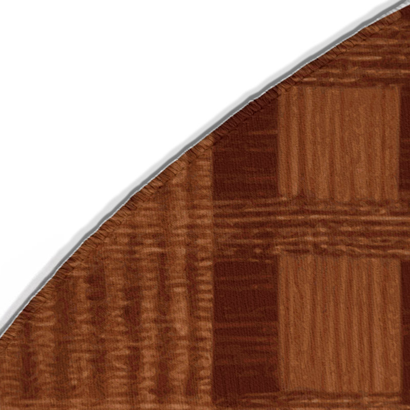 Checkered Brown Indoor and Outdoor Area Rug, Round 5'