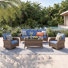 Four Pieces Rattan Outdoor Conversation Set With Swivel Lounge Chairs