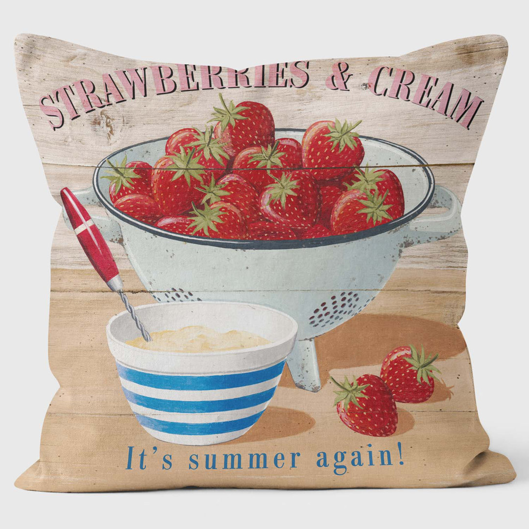 Strawberries & Cream Its Summer - Martin Wiscombe Cushion