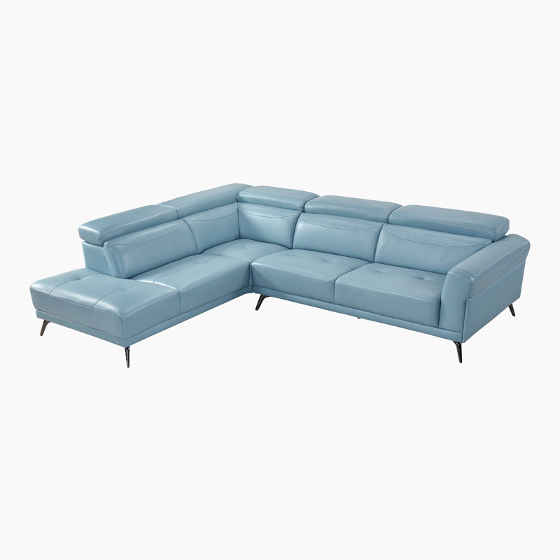 Canapé d'angle moderne et contemporain Dann 111,5 po - Sofa d'angle réversible en cuir avec méridienne confortable et design flexible.