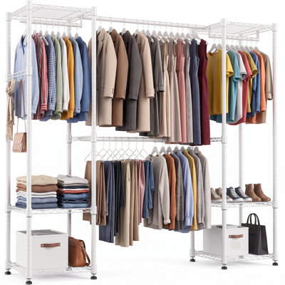 Clothing Rack with 4 clothes rails and 6 height-adjustable shelves 1 hook
