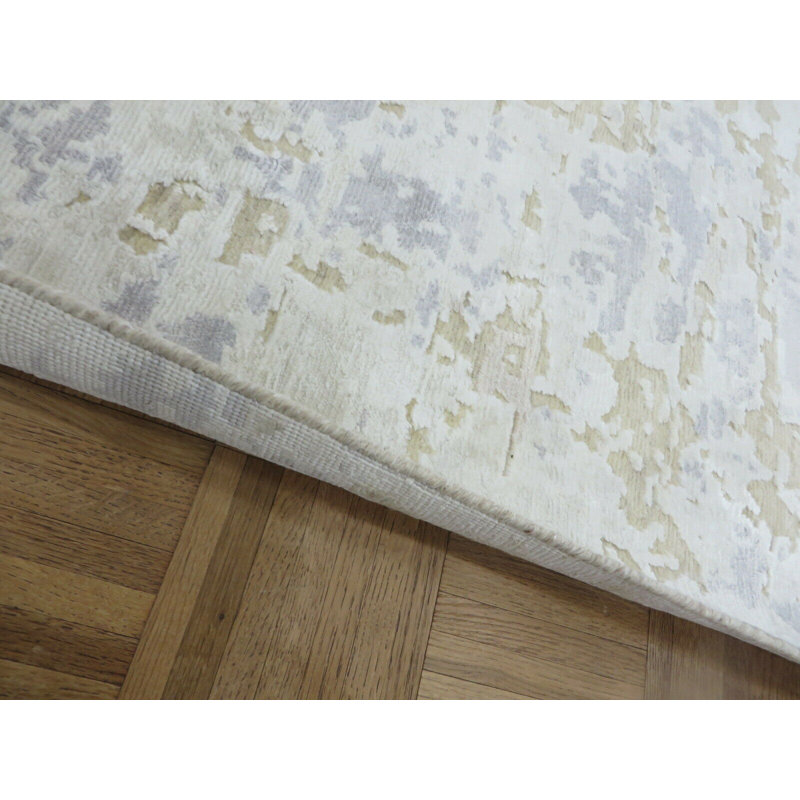 Tapis de zone en laine noué la/bleu 7 pi 10 po x 10 pi 2 po one-of-kind-main Terina