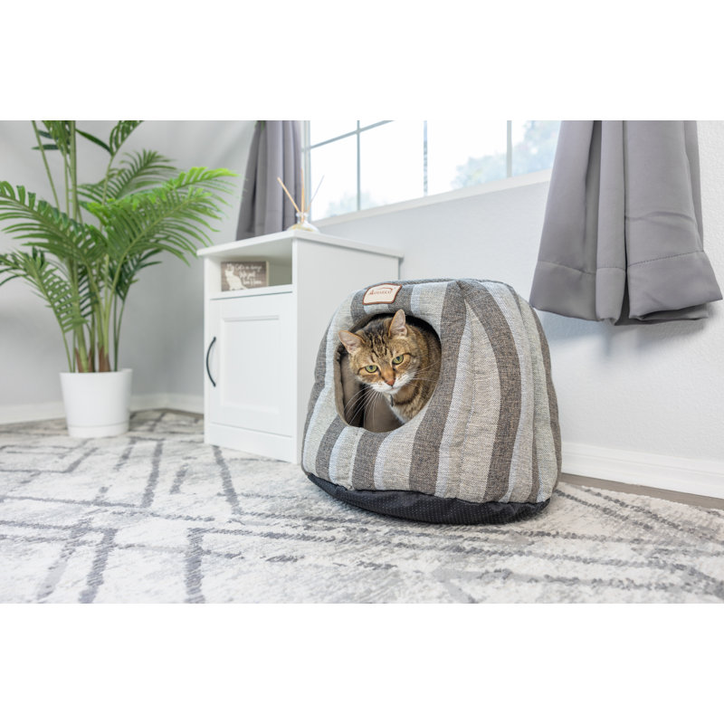 Small Gray and Silver Plush Cat Cave Bed