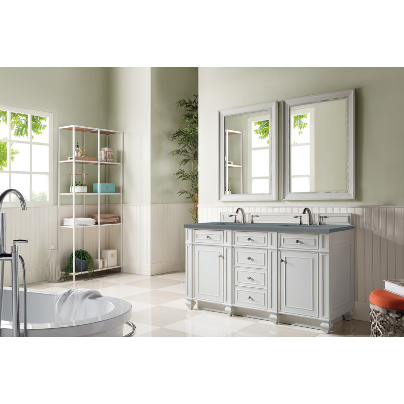 Bristol 60'' W Double Vanity, Bright White, Lime Delight, 8" Widespread