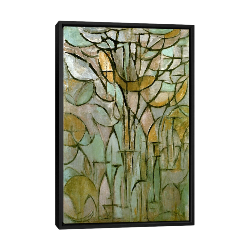 « tree, 1912 » par piet mondrian-print, Toile avec cadre noir, H 26 po x l 18 po x 1,5 po