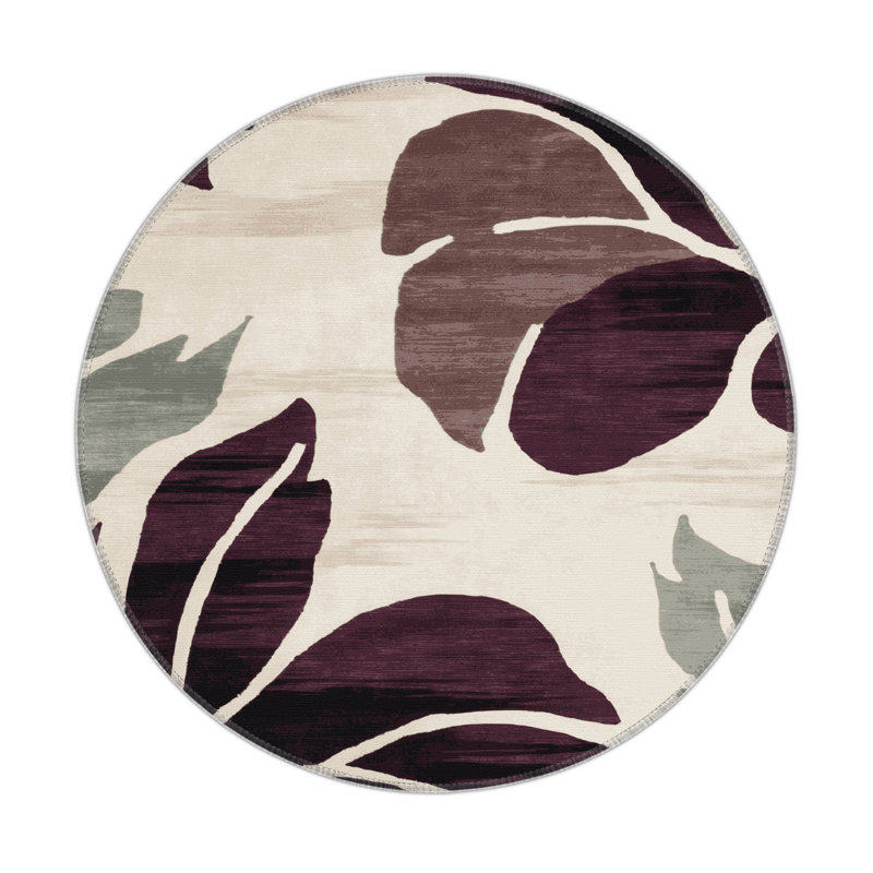 Tapis intérieur et extérieur brun Watercolor, Rond 5 pi