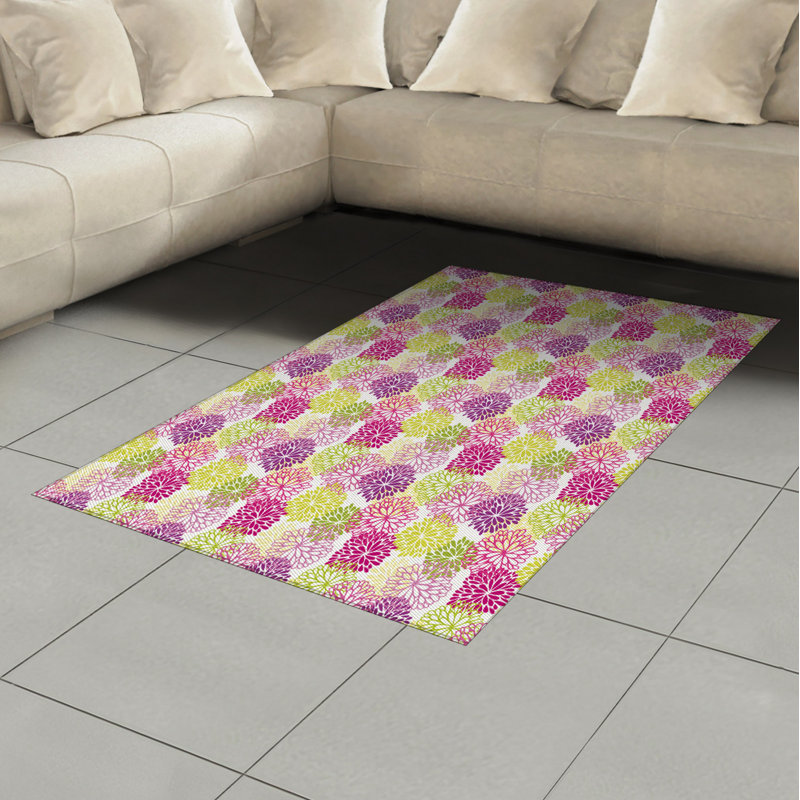 Floral High Density Long Fiber Poly Threads Decorative Area Rug Carpet, Rectangle 4' x 5'8"
