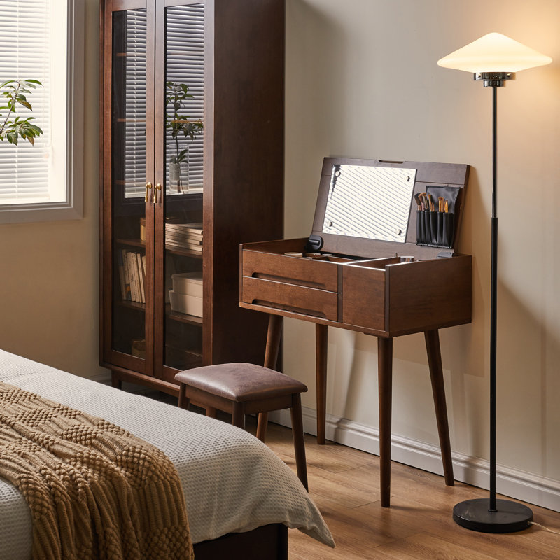 Solid Wood Vanity with Mirror and Seat