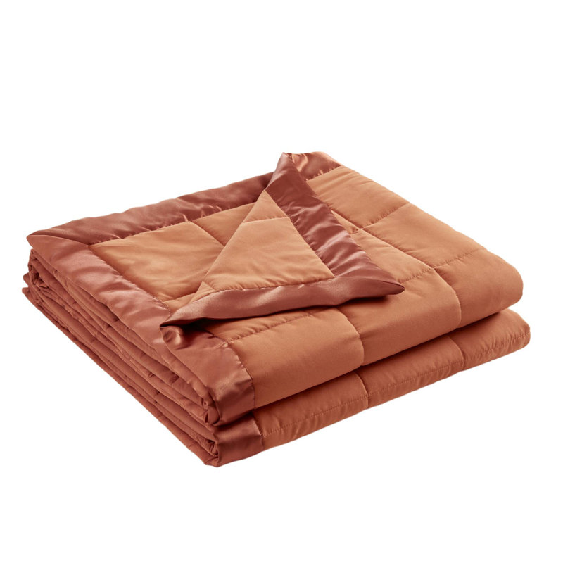 1 couverture simple en duvet synthétique avec garniture de satin orange, L 90 po x l 68 po, Orange