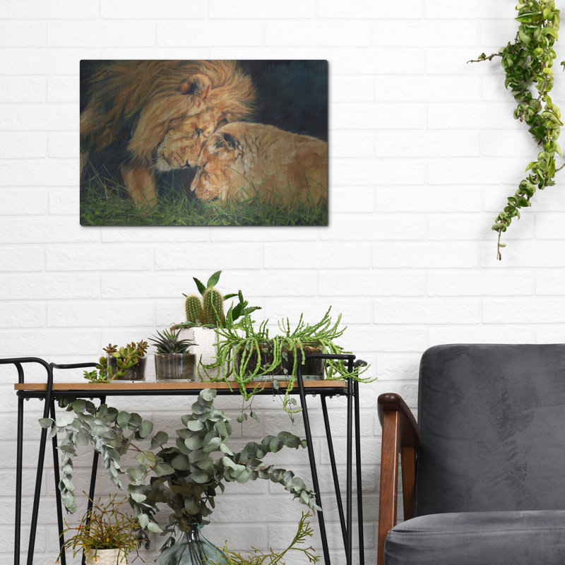 «Lion Love2» par David Stribble, art mural en métal, H 12 po x l 16 po