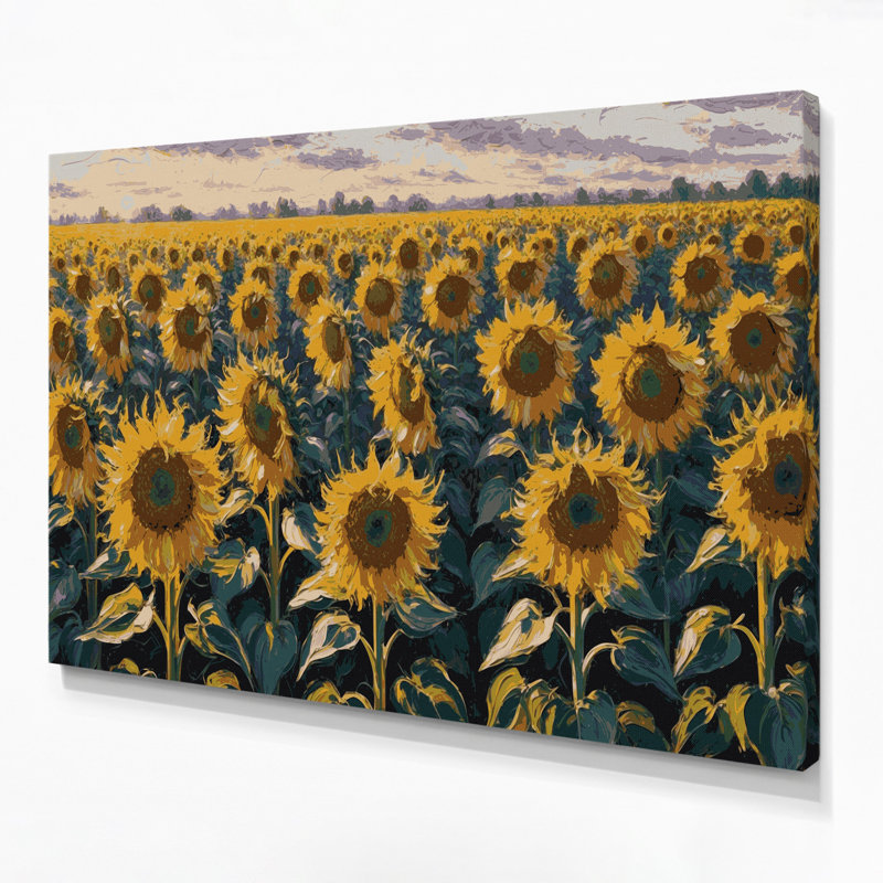 Art mural sur toile vert, "Thanksgiving tournesols", H 11 po x l 14 po