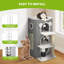  Cat Cave Bed with Scratching Post, Ball Toy & Platform,Grey