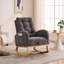 Chaise berçante d'appoint avec rangement pour repose-pieds, rembourrage en peluche et pieds en bois d'hévéa gris ardoise FlowLuxe-154273275
