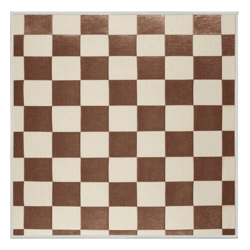 Tapis beige à carreaux lavable à la machine, Carré 7 pi