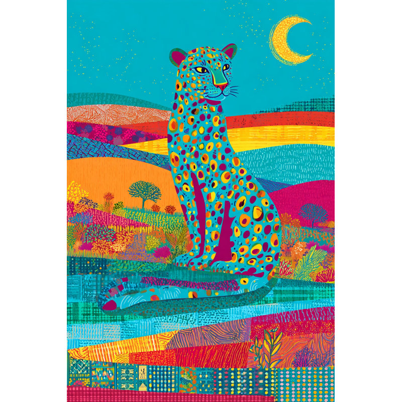 «Neon Leopard Dreams», art mural sur toile, H 16 po x l 12 po x P 1 po