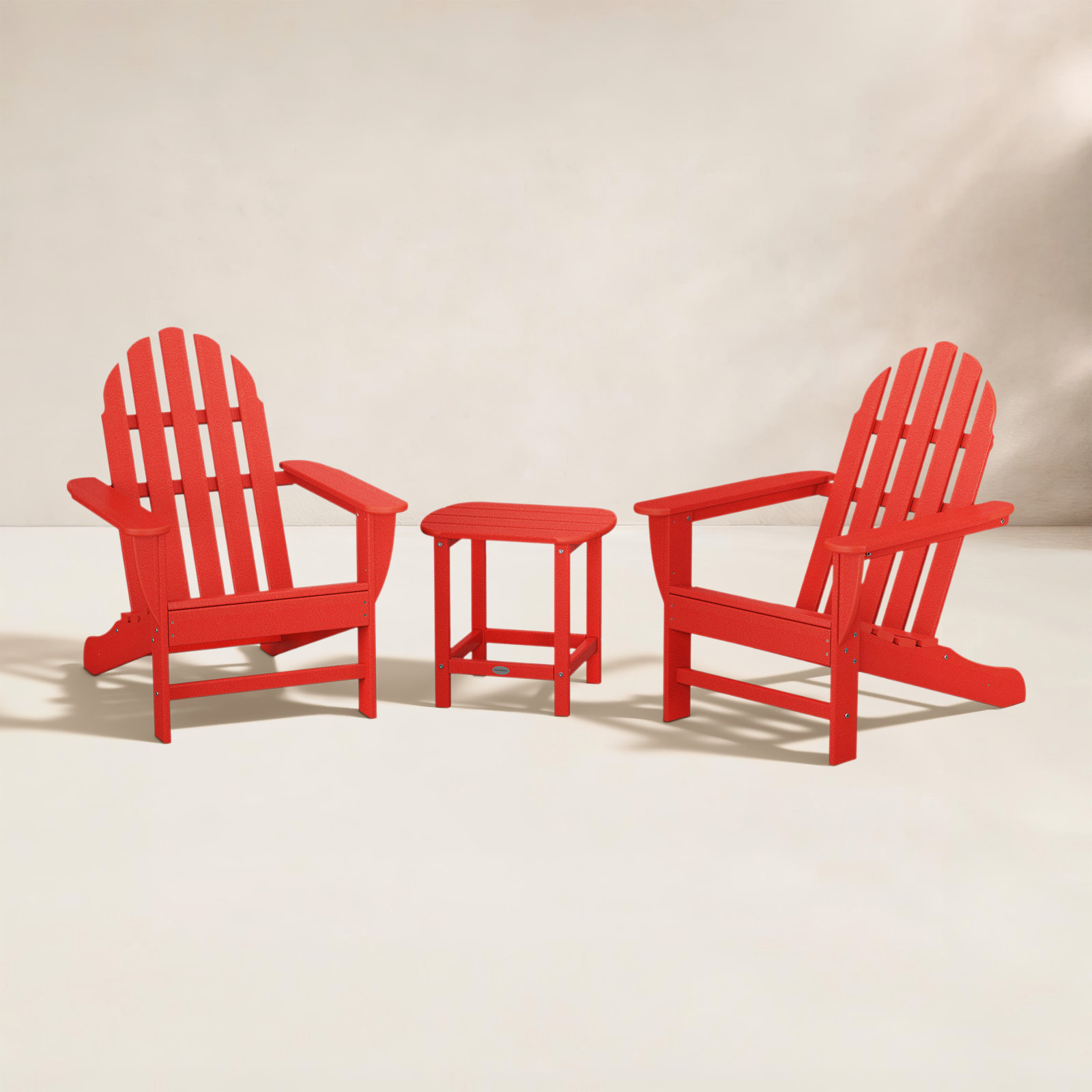POLYWOOD® Classic Adirondack 2-Person Patio Seating Group, Sunset Red