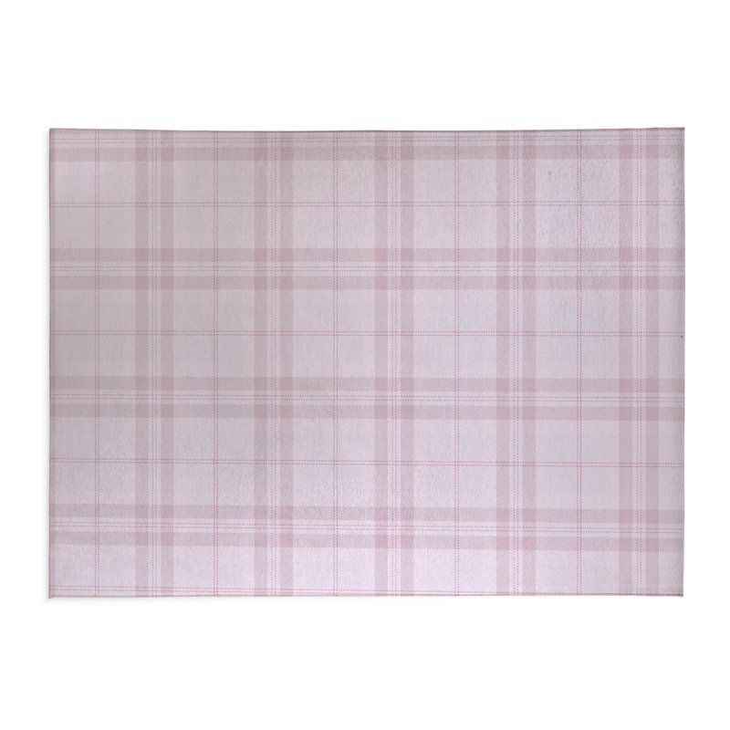 Vinny Tartan Kids Play Mat, Rectangle 5' x 7', Pink