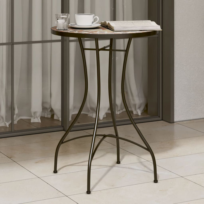 Annalea Round Iron Outdoor Bistro Table - 50 cm W 50 cm D, White, White