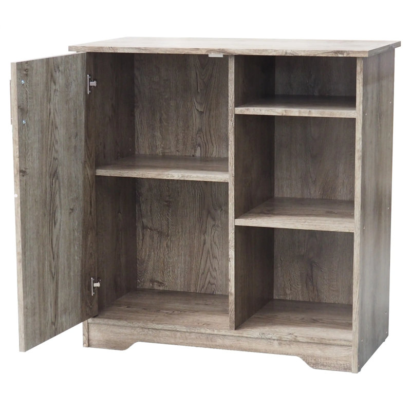 Mangano Sideboard Accent Storage Cabinet with 3 Shelves and 1 Cupboard