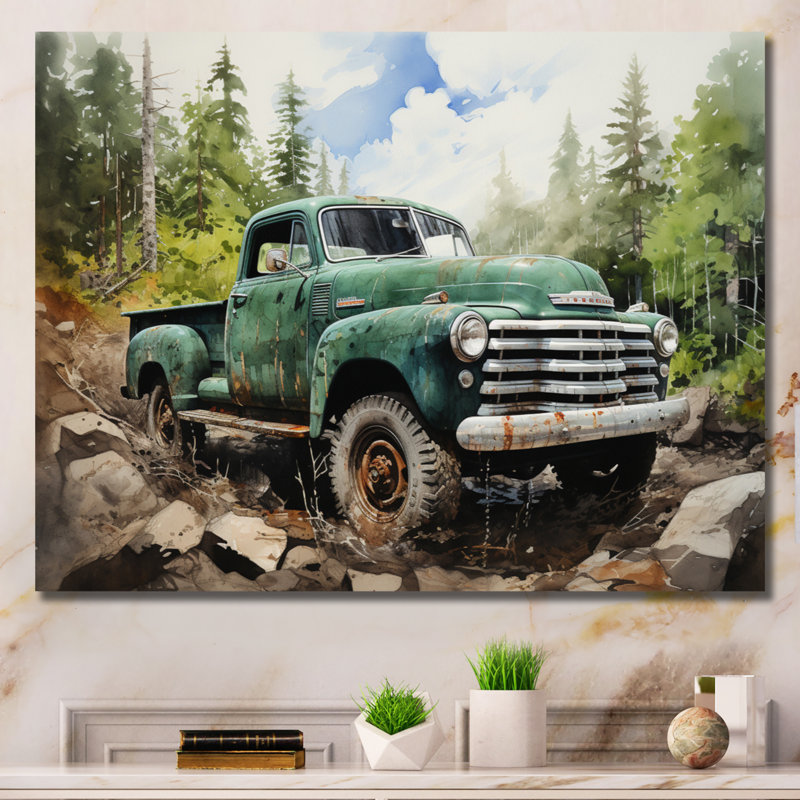 Pickup Truck Offroad Adventures I - Transportation Canvas Wall Art, 16" H x 32" W, Toile tendue