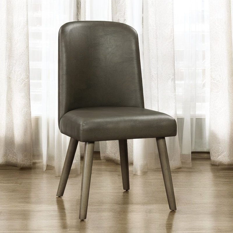 Chaises d'appoint grises (paire) - Revêtement en cuir, sans accoudoirs, capacité de poids de 220 lb, ensemble de 2 chaises en chêne synthétique et chêne, dossier haut sans accoudoirs, hauteur du colis de 12 po