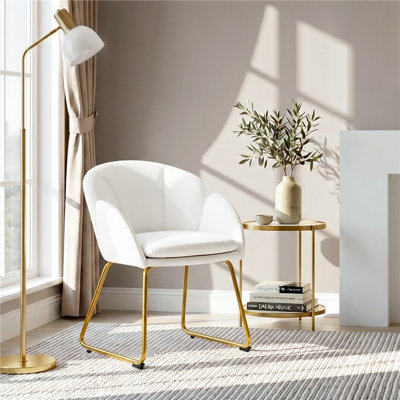 Flower Shape Tub Chair with Golden Metal Legs 