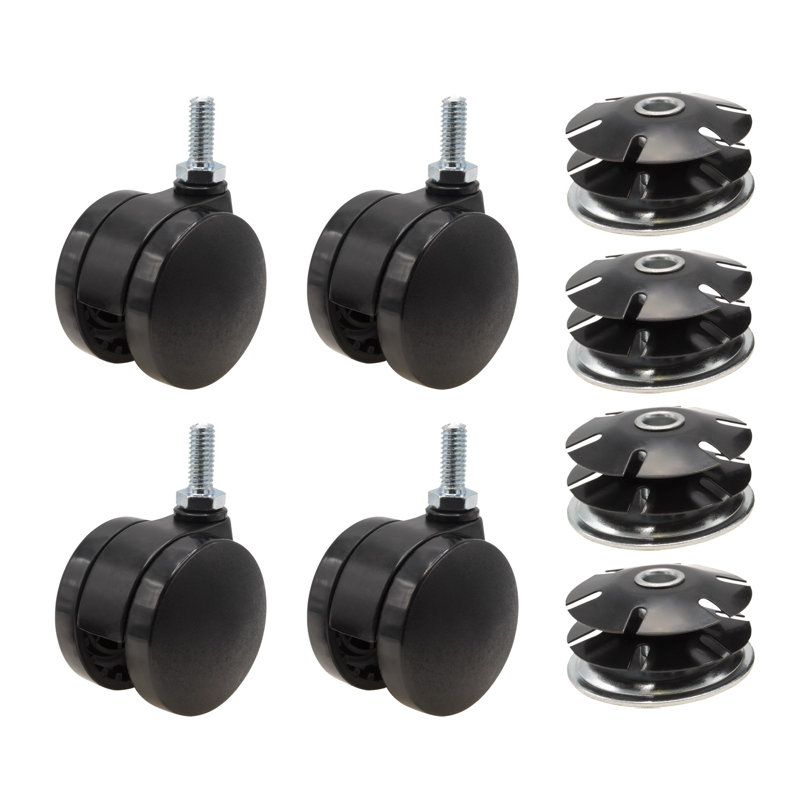 Roulettes pivotantes noires 2 po pour meuble rond 2 po