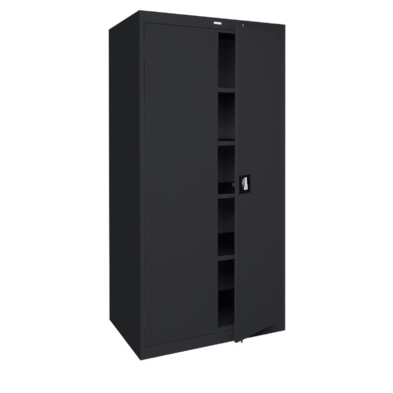 Black Full Height Steel Office Storage Cabinet with Adjustable Shelving