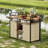 Outdoor Wicker Bar Cart with Storage & Extendable Top - Rolling Kitchen Island for Patio, Backyard, and Entertaining