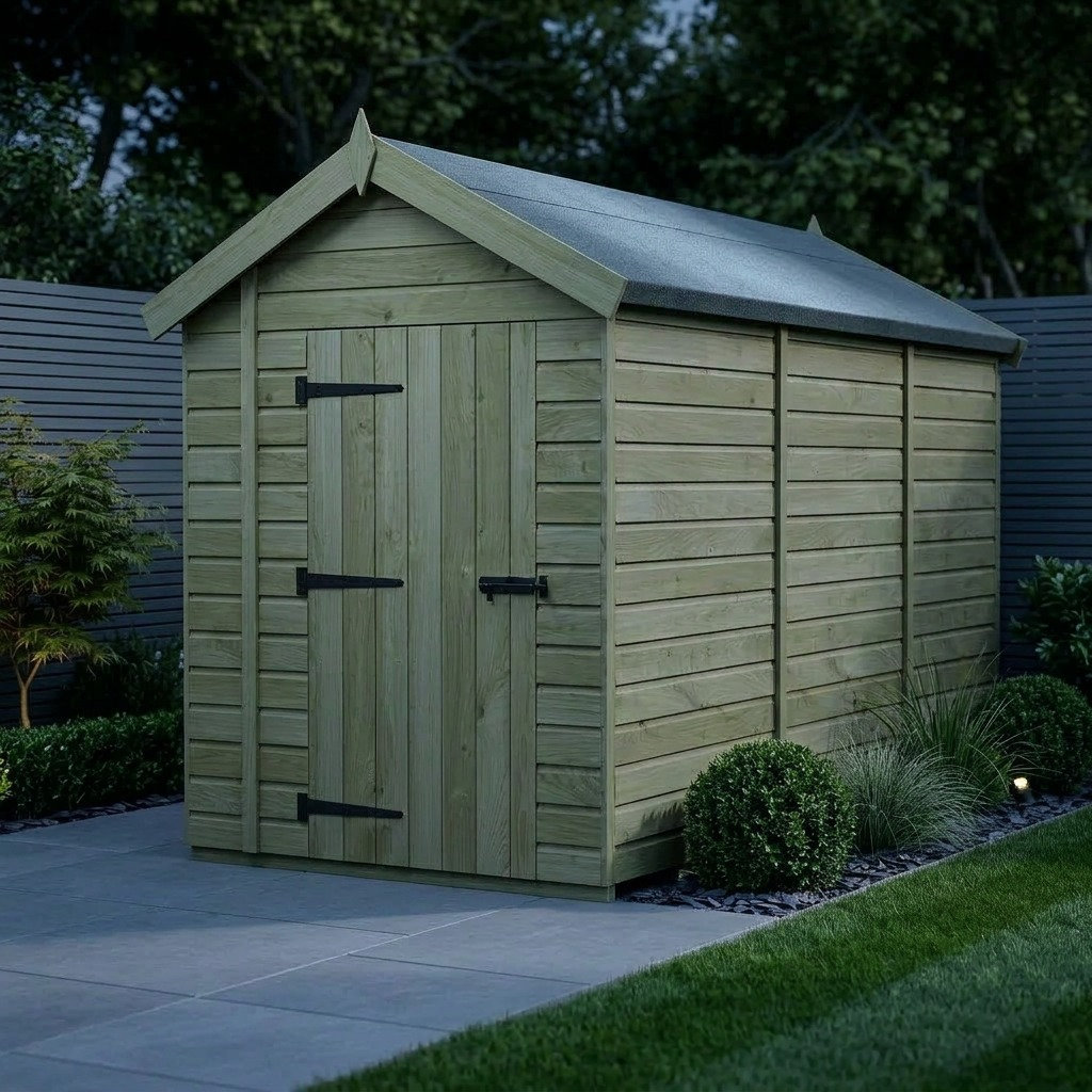 Total Sheds 6ft x 12ft Apex Garden Shed - Single Door - No Windows - Pressure Treated Timber - UK Manufactured