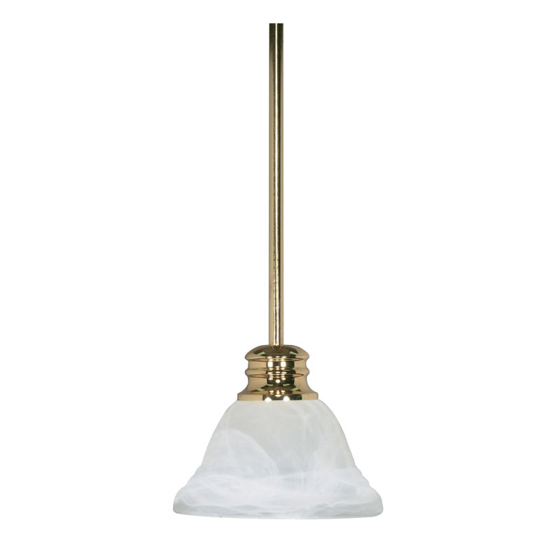 Charmaine 1 - Light Single Pendant, No, Polished Brass, Alabaster Swirl Glass