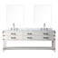 84 po L 22 po D Meuble-lavabo double en chêne blanc avec plateau en marbre, robinet, miroir de salle de bain D, inclus, miroirs de 36 po