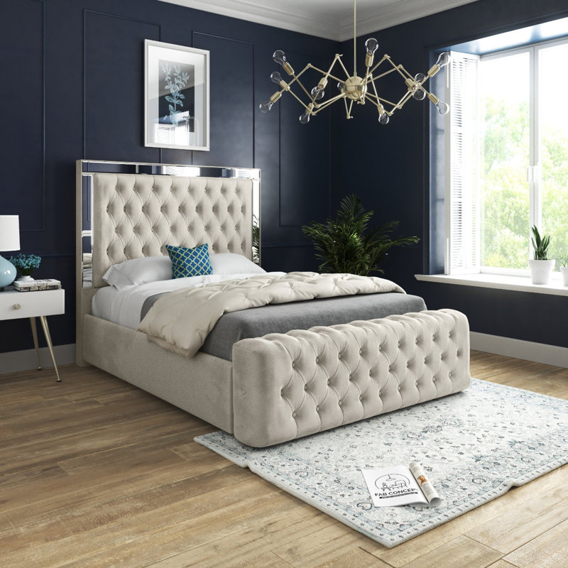 Aleck Upholstered Bed, Small Single (2'6), Beige